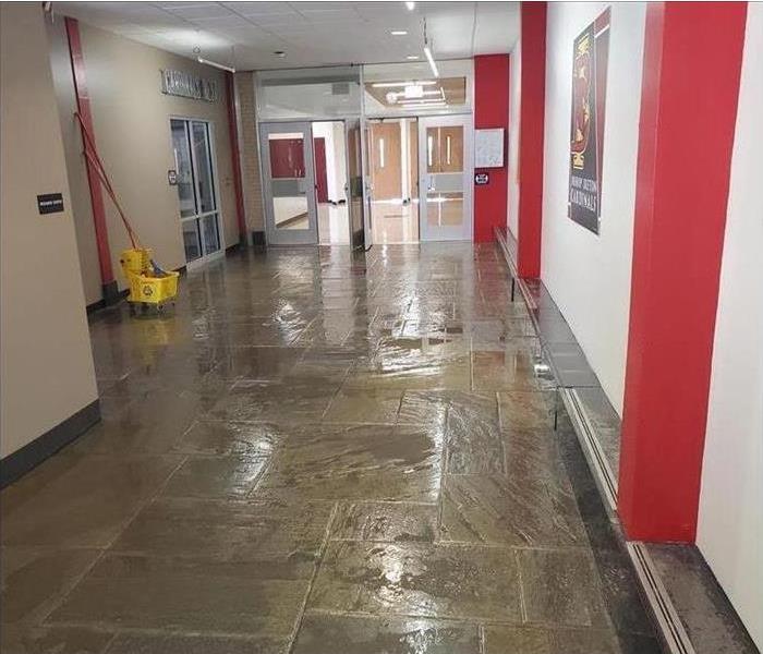 wet commercial hallway