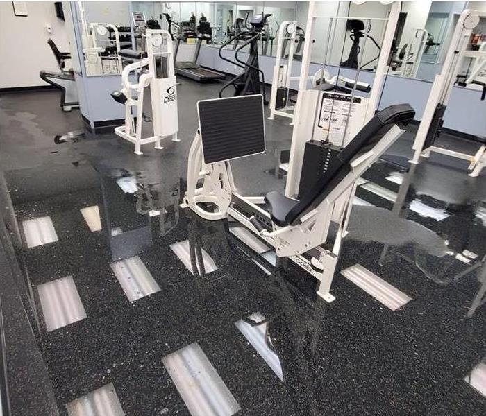 water damage in gym area