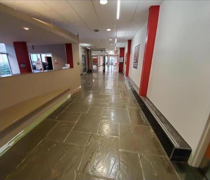 wet commercial hallway restored
